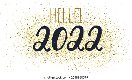 2022 Happy New Year. Handwritten calligraphy text lettering in paint. Modern dry brush. Great for design New year and Christmas party posters, holidays card, header for website. Vector illustration