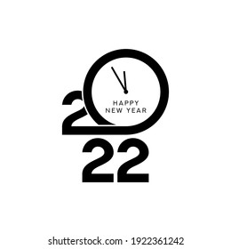 2022 happy new year icon design. Vector illustration with black holiday sign isolated on white background.