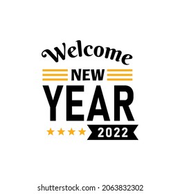 2022 HAPPY NEW YEAR lettering design. Design template Celebration typography poster, banner or greeting card for Merry Christmas, holiday and happy new year. Vector Illustration