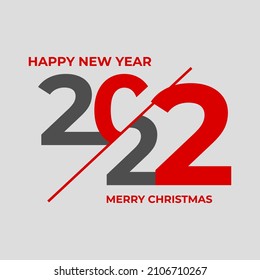2022 Happy New Year logo text design. 2022 number design template. Vector illustration with black labels isolated