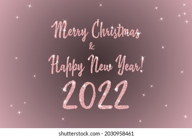 2022 Happy New Year and Merry Christmas premium vector greeting card. Confetti particles font calligraphy. Happy New Year wishes, 2021 of confetti scatter. Luxury banner.