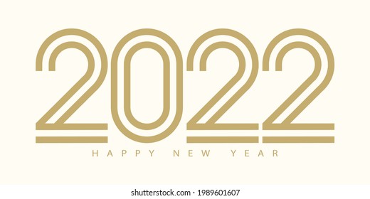 2022 Happy New Year. 2022 modern text vector luxury design gold color.