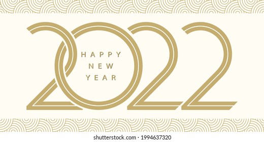 2022 Happy New Year. 2022 modern text vector luxury design gold color.