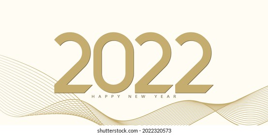 2022 Happy New Year. 2022 modern text vector luxury design gold color.