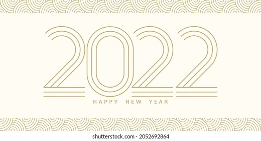 2022 Happy New Year. 2022 modern text vector luxury design gold color.