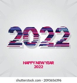 2022 Happy New Year Multi Color Glitch Effect
