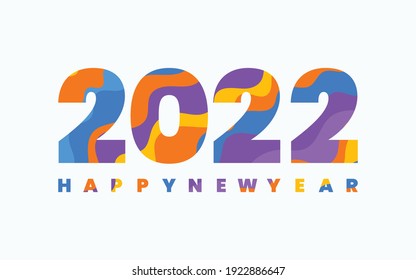 2022 Happy New Year, Multicolor number 2022, Multicolor New Year Banner with white background