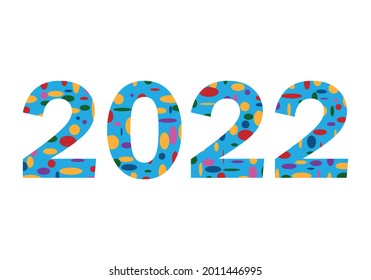 2022 Happy New Year, number 2022, New Year Banner with white background