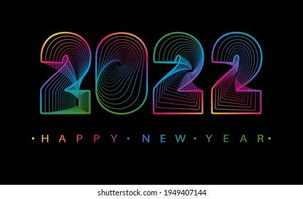 2022 Happy new year. Numbers abstract style. Vector linear numbers. Design of greeting card. Vector illustration