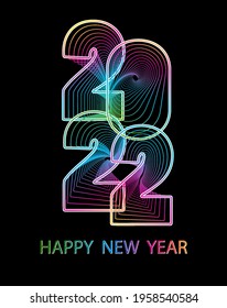 2022 Happy new year. Numbers abstract style. Vector linear numbers. Design of greeting card. Vector illustration