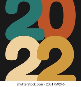 2022 happy new year. numbers minimalist style. vector linear numbers. design of greeting cards. vector illustration. Free Vector.