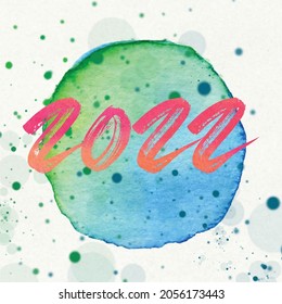 2022 happy new year. numbers watercolor style. vector linear numbers. design of greeting cards. vector illustration. Free Vector