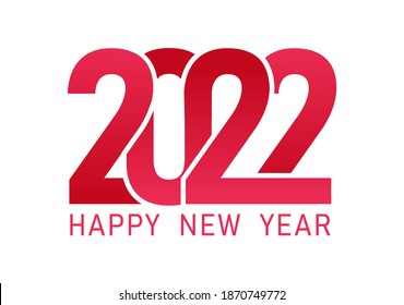 2022 happy new year on white background, 2022 pinkish letter