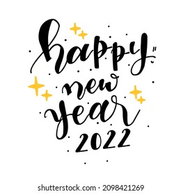 2022 Frohes Neujahrsskript-Text handschriftlich Vektorgrafik mit weißem Hintergrund. Design Template Typografie Poster, Banner.