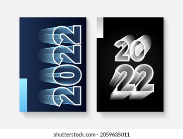 2022. Feliz Año Nuevo. Conjunto de ilustraciones vectoriales. Diseñar plantillas con el logotipo 2022. Fondo minimalista para pancarta, portada, afiche.