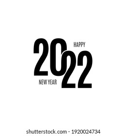 2022 happy new year sign design. Vector illustration with black holiday sign isolated on white background.