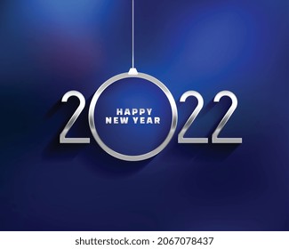 2022 happy new year silver and blue background