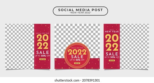 2022 happy new year social media post design template collection for banner, poster, advertising, etc.