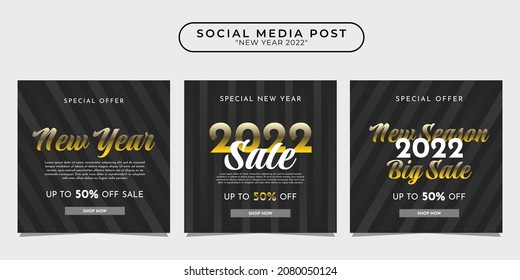 2022 happy new year social media post design template collection for banner, poster, advertising, etc.