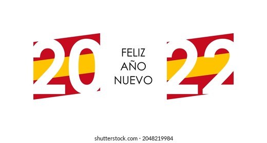 2022 happy new year spanish text with spain flag