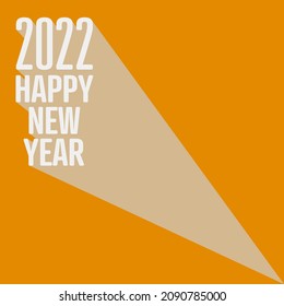 2022 happy new year, square orange greeting card with drop shadow, vector illustration