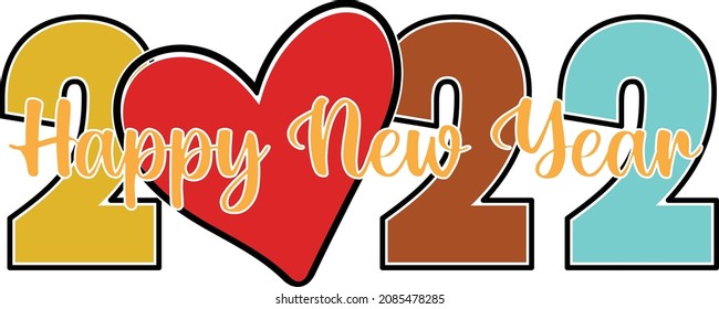 2022 Happy New Year. New Year SVG Design Template.