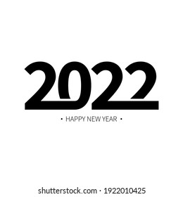 2022 happy new year symbol design. Vector illustration with black holiday label isolated on white background.