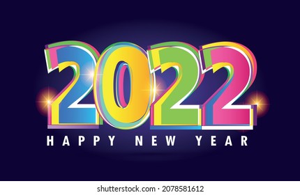 2022 happy new year symbol design. Happy New Year 2022 text design. Cover of business diary for 2022 with wishes. Brochure design template, card, banner. Vector illustration. 