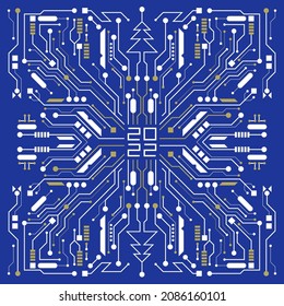 2022 Happy new year technology greeting card Vector lines background with frame of technology concept Hi-tech digital communication, big data, computer microchips wallpaper concept
