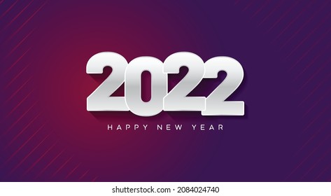 2022 Happy New Year Template. Red and Purple 2022 Lettering. Gradient Background. 2022 New Year Design Template. Banner, Presentation, Website Etc. Custom Wallpaper Design for You. Vector.