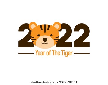 2022 Happy new year. Year of the tiger. chinese zodiac. Flat design vector illustration.