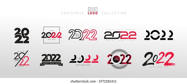 2022 Happy New Year trending logo design set. 2022 Christmas numbers design template. Decoration for new year holidays.