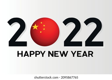 2022 happy new year typography vector design New year celebrations China flag