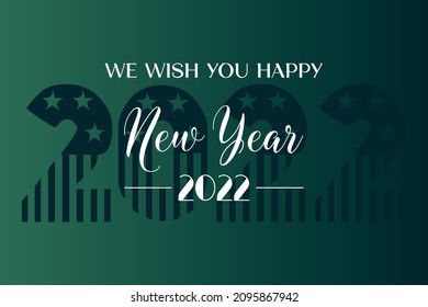 2022 happy new year typography vector design New year celebrations dark green background