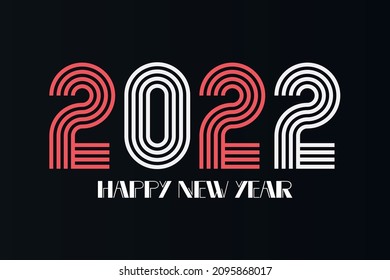 2022 happy new year typography vector design New year celebrations bold lines
