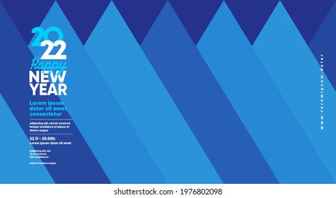 2022. Happy New Year. Vector illustration. Geometric patterns. Design templates with logo 2022. Minimalistic background for banner, cover, poster.