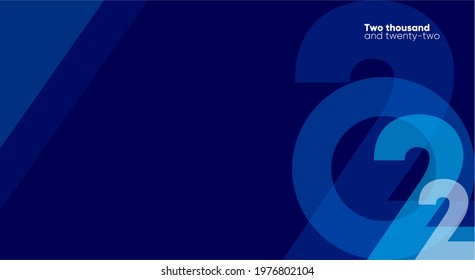 2022. Happy New Year. Vector illustration. Geometric patterns. Design templates with logo 2022. Minimalistic background for banner, cover, poster.