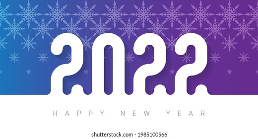 2022 - Happy new year. Vector Bright Brochure or calendar cover design template. Horizontal banner. Cover of business diary with wishes and snowflakes.