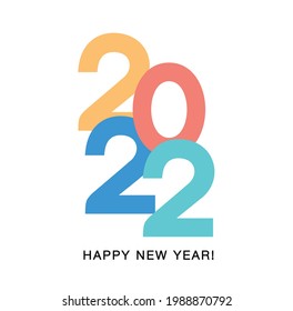 2022 Happy New Year vector pattern. 2022 Happy New Year colourful text vector card.  Happy New Year party poster