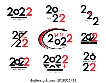 2022 Feliz Año Nuevo Número de vectores para el diseño del calendario. Tarjeta de saludo de vacaciones de invierno, Volante estacional, elementos gráficos de tipografía