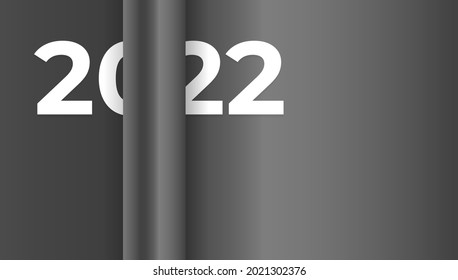2022, happy new year vector. Change or open paper wrap to change 2021 to 2022. 3D and realistic style. for design element, calendar, background, banner, greeting card. luxury black. number 2022