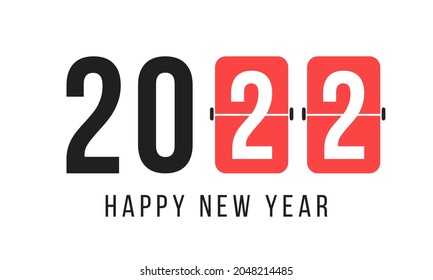 2022 happy new year vector greetings card with score board numbers