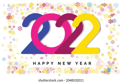 2022 Happy New Year Vector Numbers for Calendar Design with Speed Lines and Colorful Confetti. Winter Holidays Greeting Card