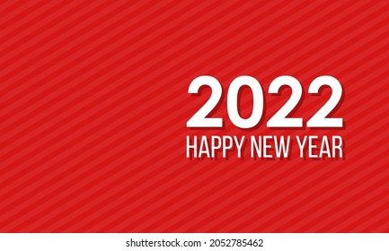 2022 happy new year, vector banner or poster on striped red background