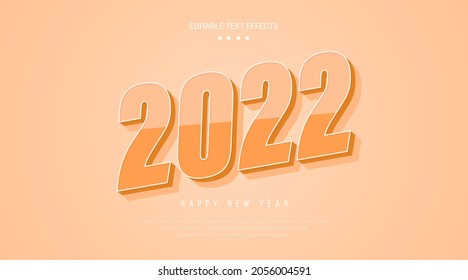 2022 happy new year vector background with text effect. Modern simple font creative design with shadow decoration. Minimal style editable text effect. Suit for poster, card, cover, postcard, banner