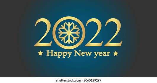 2022 Happy new year Vector banner. Gold text on dark background. Modern vector illustration can be used as banner, greeting card, template, backgrounds.