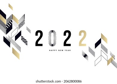2022 Happy New Year. Vector illustration for greeting card, party invitation card, website banner, social media banner, background, cover design template, marketing material.