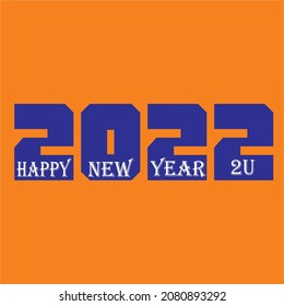 2022 happy new year vector file with orange background