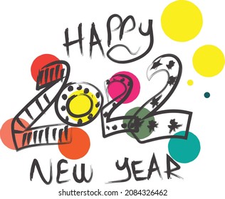 2022 Happy New Year.Creative Concept Design Template mit buntem Logo 2022 für Feiern und Saisondekoration. Farbiger goldener, trendiger Hintergrund für Branding, Kalender, Karte, Banner, Luxus, Cover.