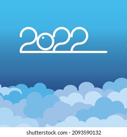 2022, glückliche neue Jahre und bewölkter Himmel
